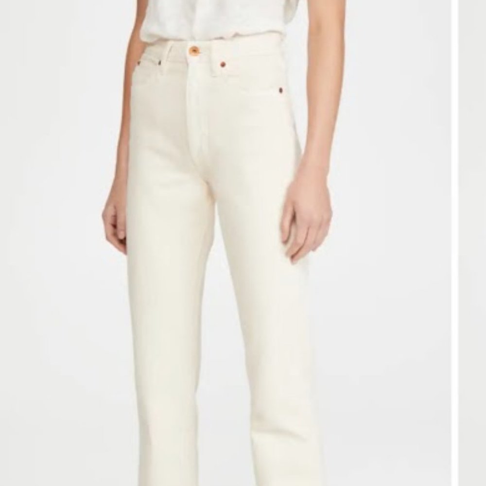 SLVRLAKE London Jeans - NWT - High-Rise Straight Leg, Ecru/Cream Size 25